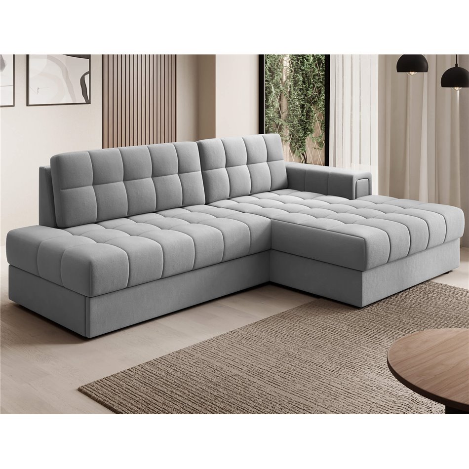 Corner sofa Elezalt R, sleeping function, Sola 04, grey, H82x240x150cm