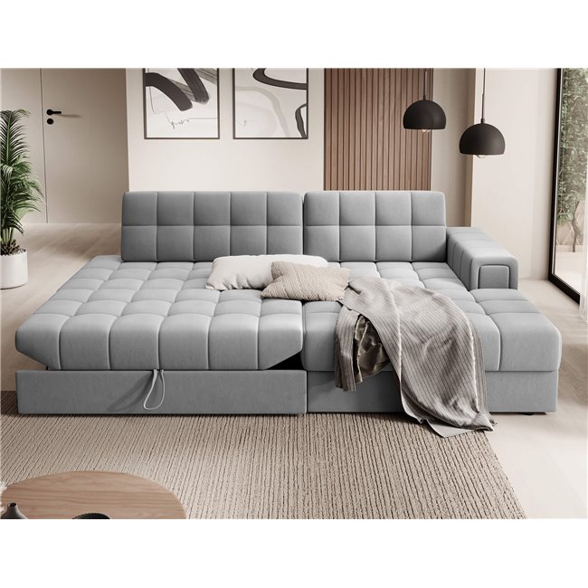 Corner sofa Elezalt R, sleeping function, Sola 04, grey, H82x240x150cm