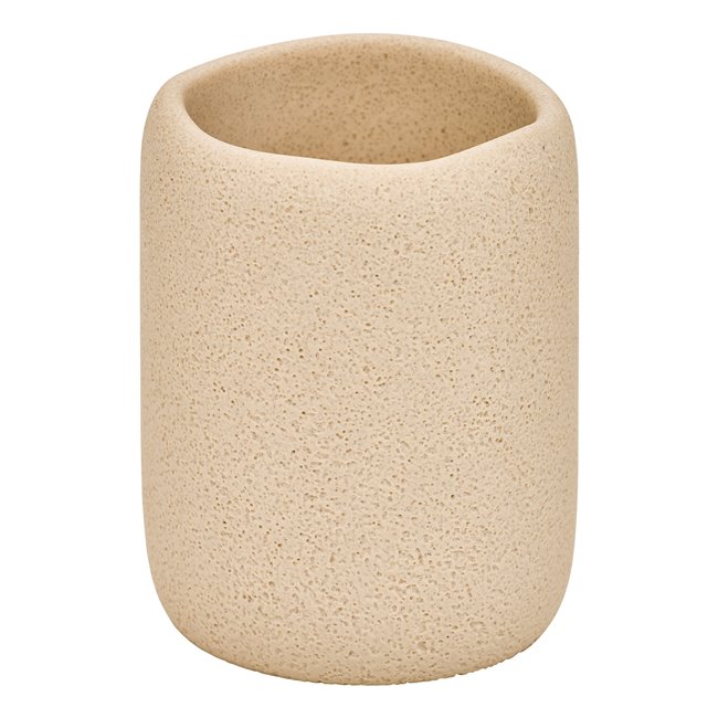 Teef brush holder OLEYA, beige, H9.9cm, D7.7cm