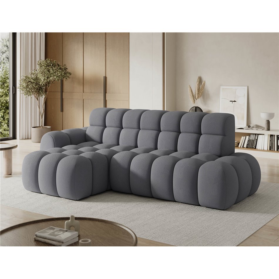 Corner sofa Eleedro L, electrically extendable, Calmora 05, grey, H98x283x165cm