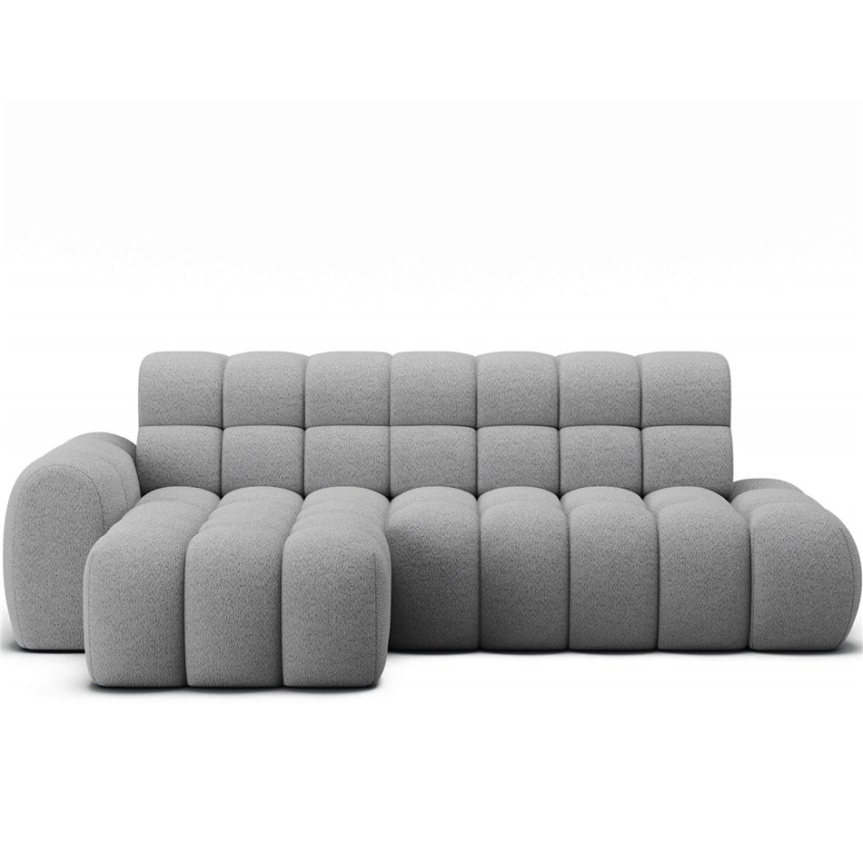 Corner sofa Eleedro L, electrically extendable, Royal 04, boucle, grey, H98x283x165cm