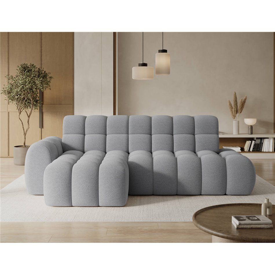 Corner sofa Eleedro L, electrically extendable, Royal 04, boucle, grey, H98x283x165cm