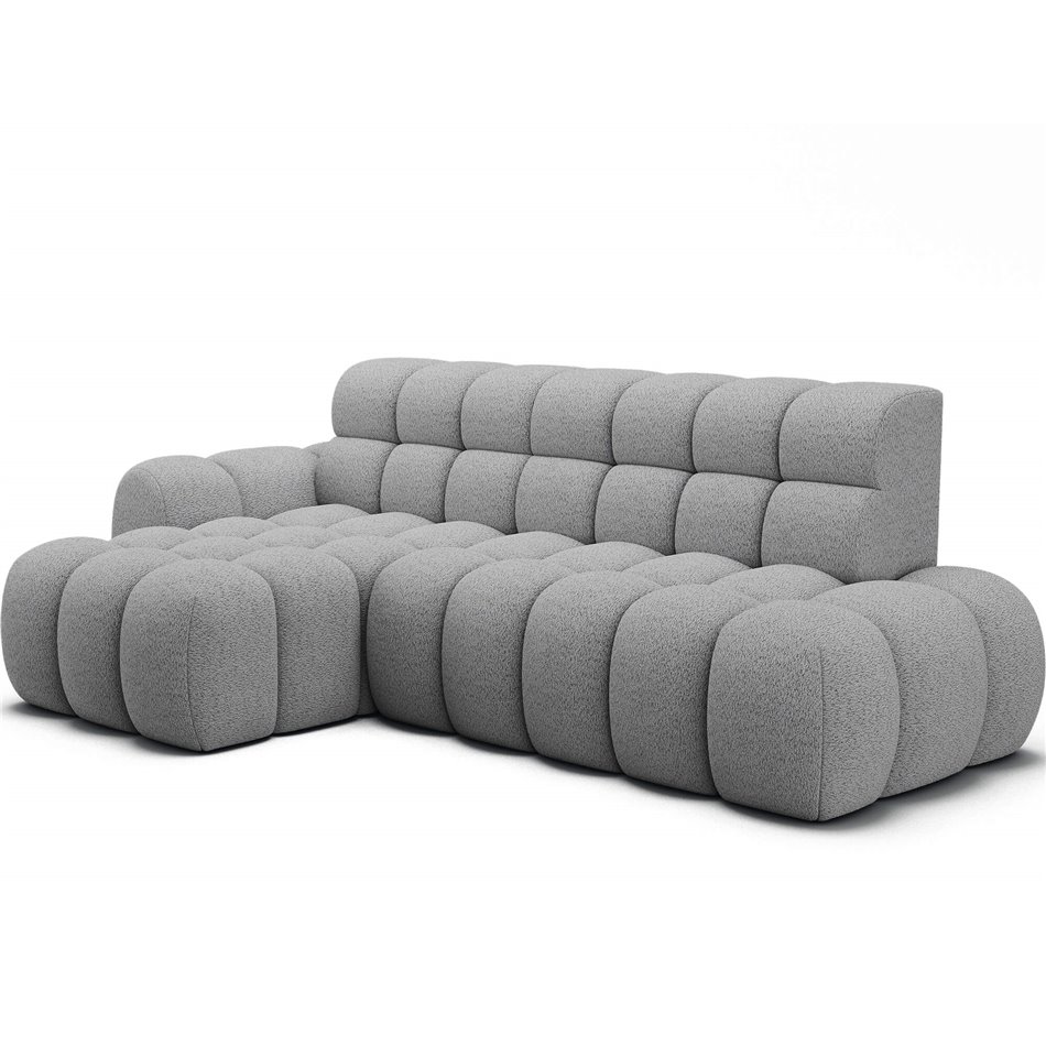 Corner sofa Eleedro L, electrically extendable, Royal 04, boucle, grey, H98x283x165cm