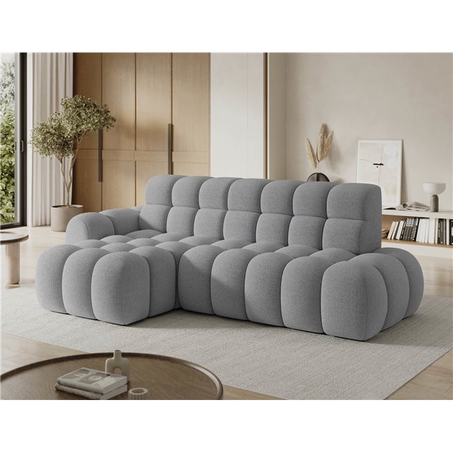 Corner sofa Eleedro L, electrically extendable, Royal 04, boucle, grey, H98x283x165cm