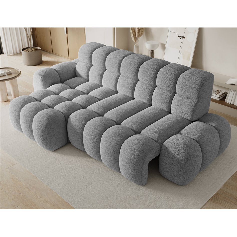 Corner sofa Eleedro L, electrically extendable, Royal 04, boucle, grey, H98x283x165cm