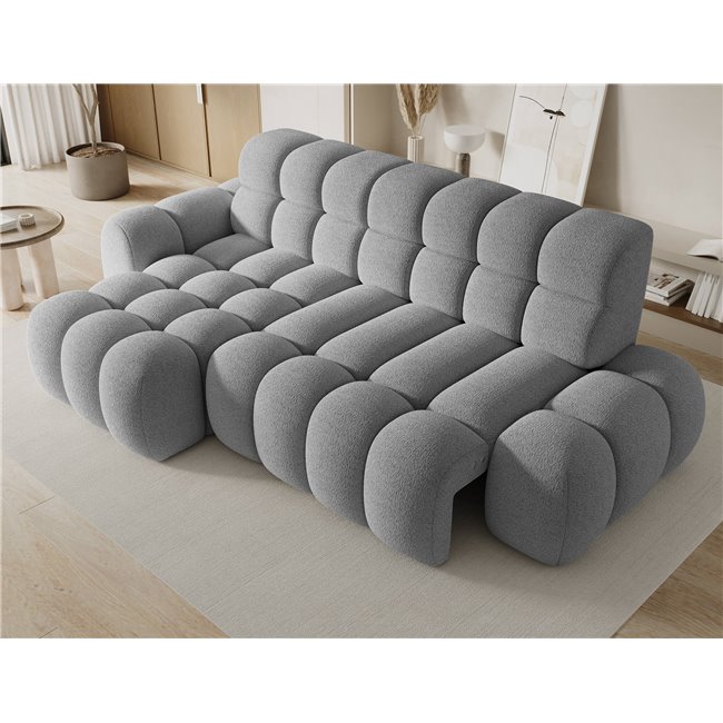Corner sofa Eleedro L, electrically extendable, Royal 04, boucle, grey, H98x283x165cm