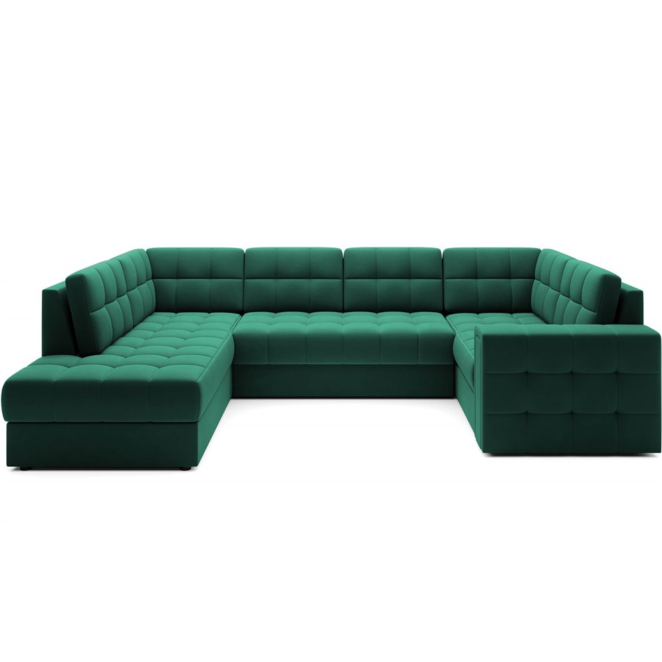 Corner sofa Elewett L, sleeping function, Lukso 35, velvet, green, H82x299x198cm