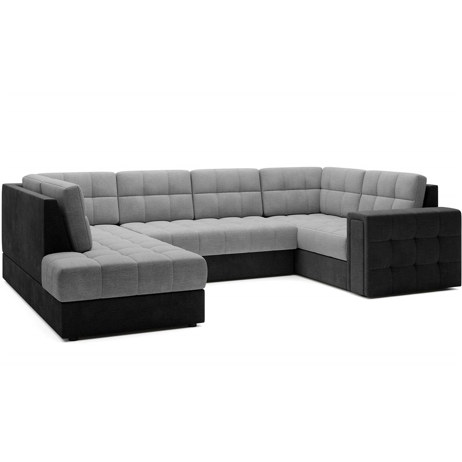 Corner sofa Elewett L, sleeping function, Monolith 84, Monolith 97, velvet, grey, H82x299x198cm