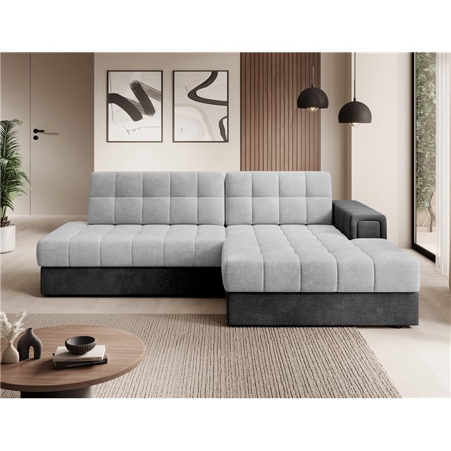 Corner sofa Elezalt R, sleeping function, Monolith 84, Monolith 97, velvet, grey, H82x240x150cm
