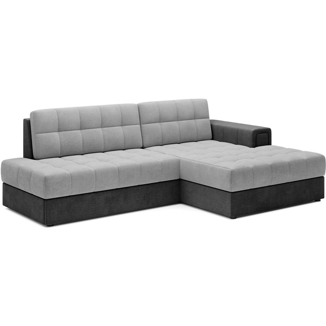 Corner sofa Elezalt R, sleeping function, Monolith 84, Monolith 97, velvet, grey, H82x240x150cm