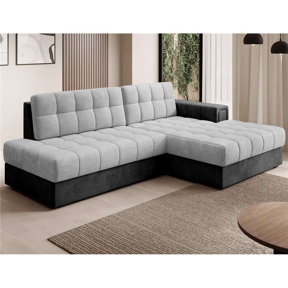 Corner sofa Elezalt R, sleeping function, Monolith 84, Monolith 97, velvet, grey, H82x240x150cm