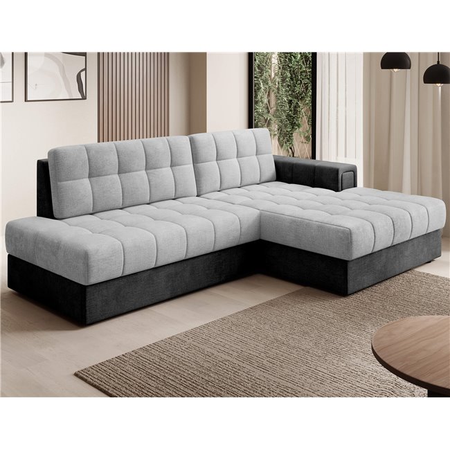 Corner sofa Elezalt R, sleeping function, Monolith 84, Monolith 97, velvet, grey, H82x240x150cm