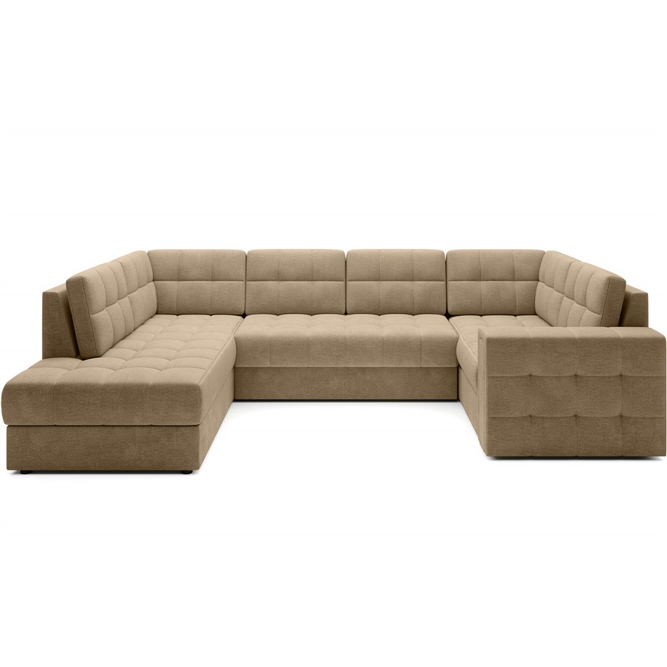 Corner sofa Elewett L, sleeping function, Monolith 09, velvet, light brown, H82x299x198cm