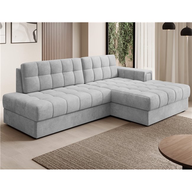 Corner sofa Elezalt R, sleeping function, Monolith 84, velvet, grey, H82x240x150cm