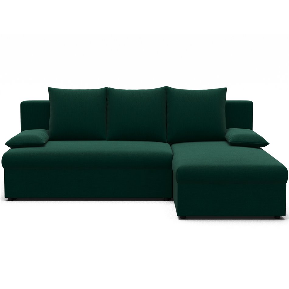 Corner sofa Elgino L/R Reversible, sleeping function, Nube 35, velvet, dark green, H90x201x143cm