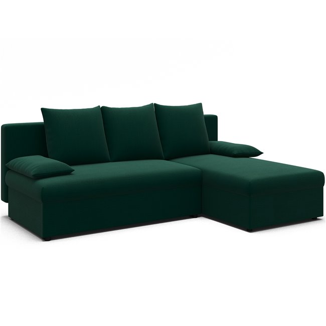 Corner sofa Elgino L/R Reversible, sleeping function, Nube 35, velvet, dark green, H90x201x143cm