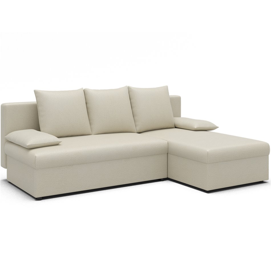 Corner sofa Elgino L/R Reversible, sleeping function, Monolith 04, velvet, beige, H90x201x143cm