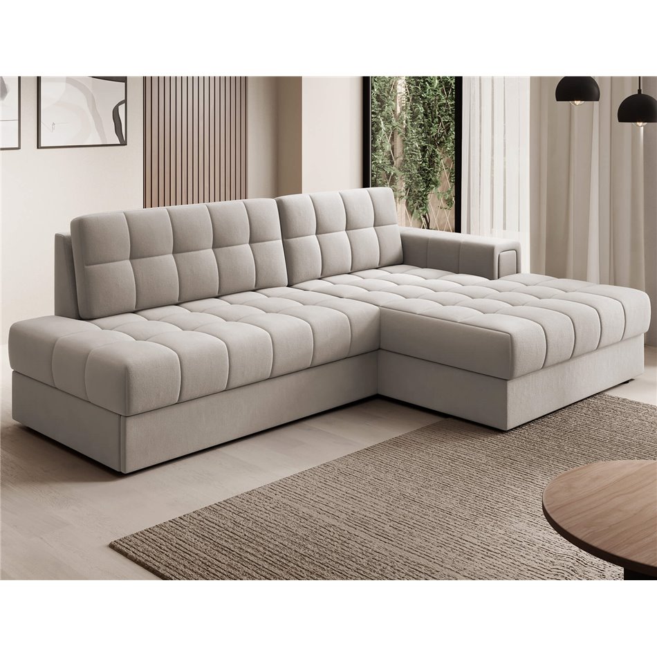 Corner sofa Elezalt R, sleeping function, Sola 18, beige, H82x240x150cm
