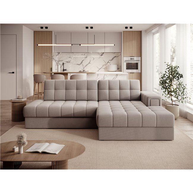 Corner sofa Elezalt R, sleeping function, Sola 18, beige, H82x240x150cm