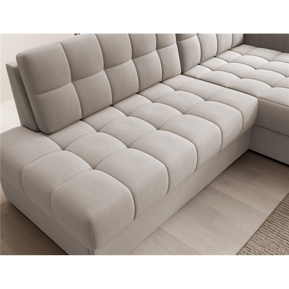 Corner sofa Elezalt R, sleeping function, Sola 18, beige, H82x240x150cm