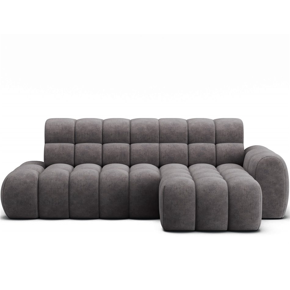 Corner sofa Eleedro R, electrically extendable, Aura 04, velvet, grey, H98x283x165cm