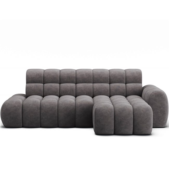 Corner sofa Eleedro R, electrically extendable, Aura 04, velvet, grey, H98x283x165cm