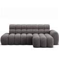Corner sofa Eleedro R, electrically extendable, Aura 04, velvet, grey, H98x283x165cm