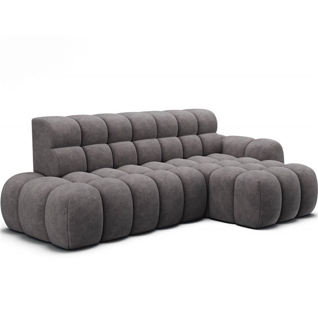 Corner sofa Eleedro R, electrically extendable, Aura 04, velvet, grey, H98x283x165cm