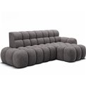 Corner sofa Eleedro R, electrically extendable, Aura 04, velvet, grey, H98x283x165cm