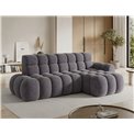 Corner sofa Eleedro R, electrically extendable, Aura 04, velvet, grey, H98x283x165cm