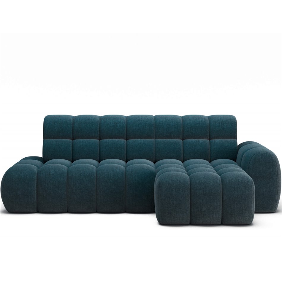 Corner sofa Eleedro R, electrically extendable, Amore 40, boucle, blue, H98x283x165cm