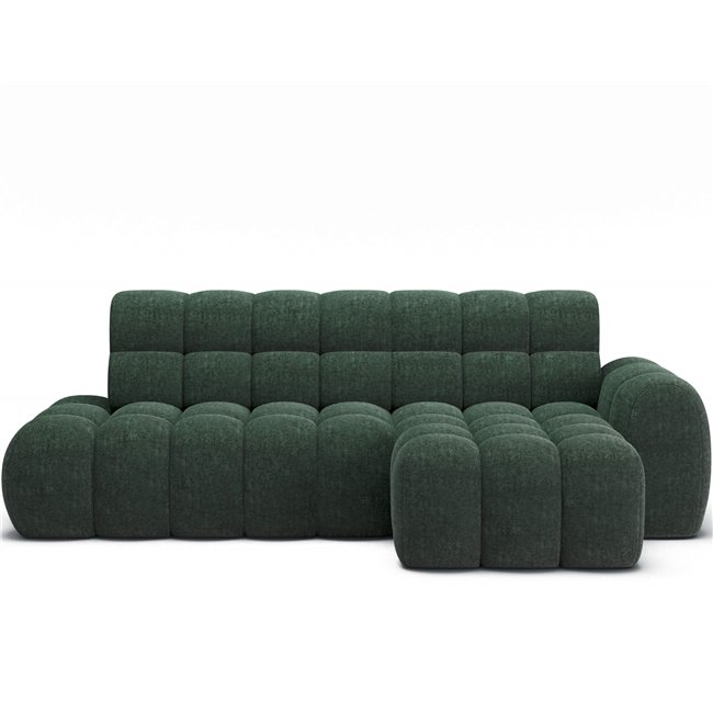 Corner sofa Eleedro R, electrically extendable, Amore 35, boucle, green, H98x283x165cm