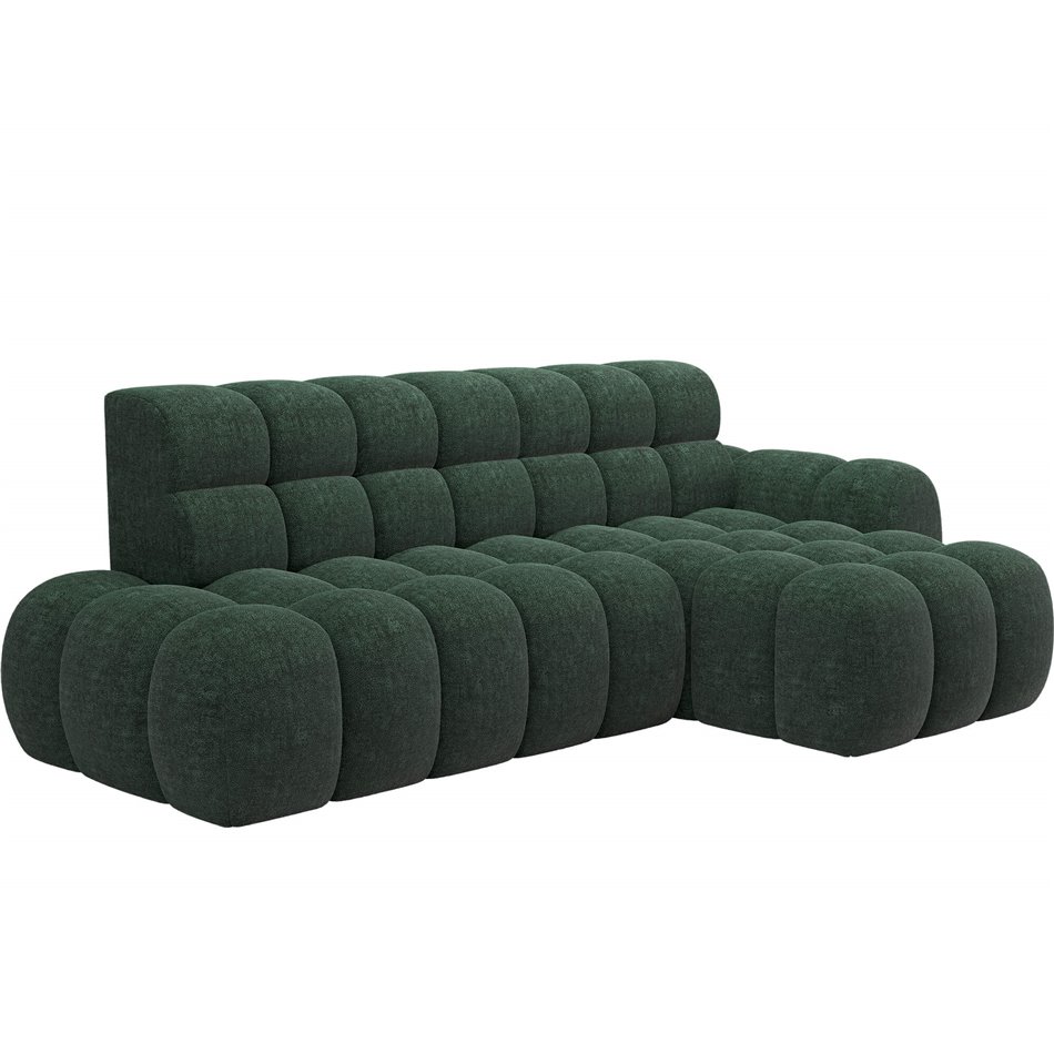 Corner sofa Eleedro R, electrically extendable, Amore 35, boucle, green, H98x283x165cm