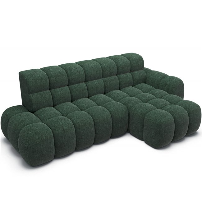 Corner sofa Eleedro R, electrically extendable, Amore 35, boucle, green, H98x283x165cm