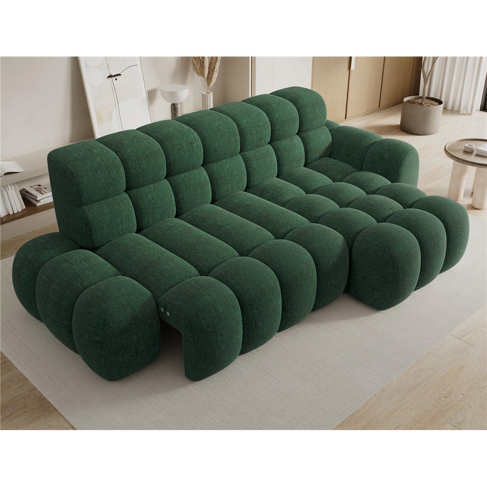 Corner sofa Eleedro R, electrically extendable, Amore 35, boucle, green, H98x283x165cm