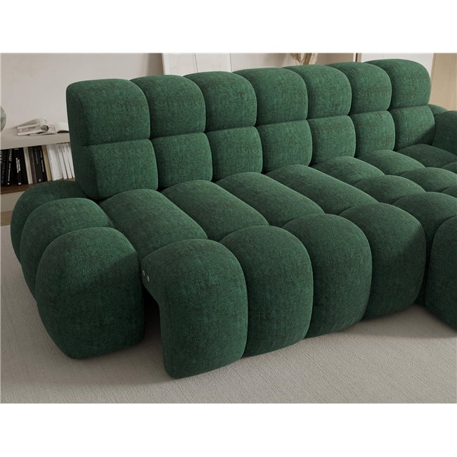 Corner sofa Eleedro R, electrically extendable, Amore 35, boucle, green, H98x283x165cm