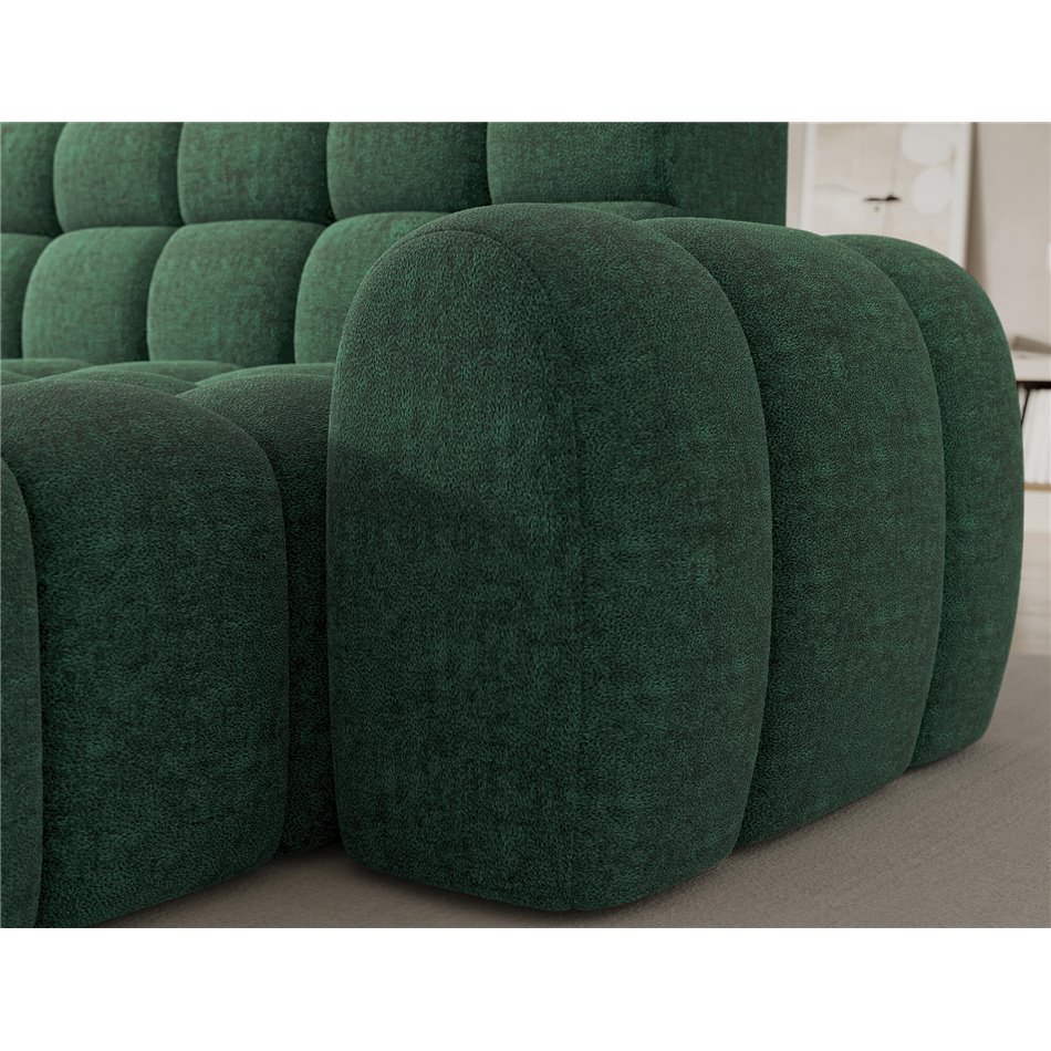 Corner sofa Eleedro R, electrically extendable, Amore 35, boucle, green, H98x283x165cm