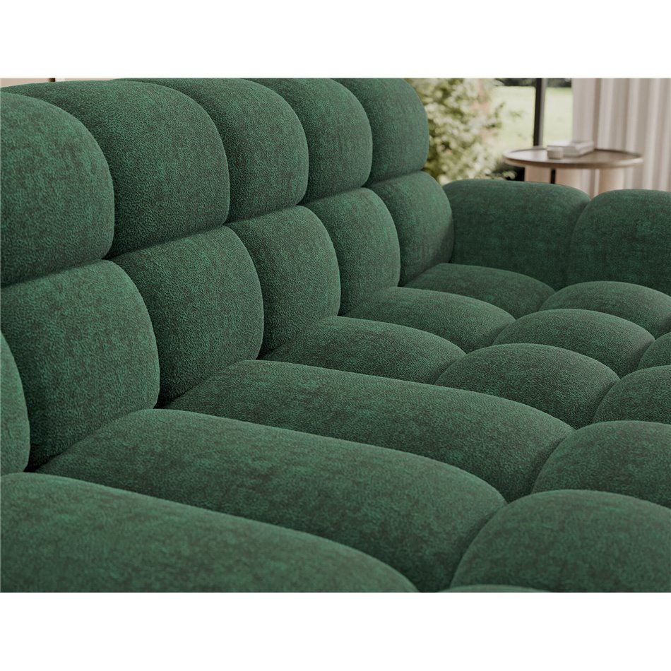 Corner sofa Eleedro R, electrically extendable, Amore 35, boucle, green, H98x283x165cm