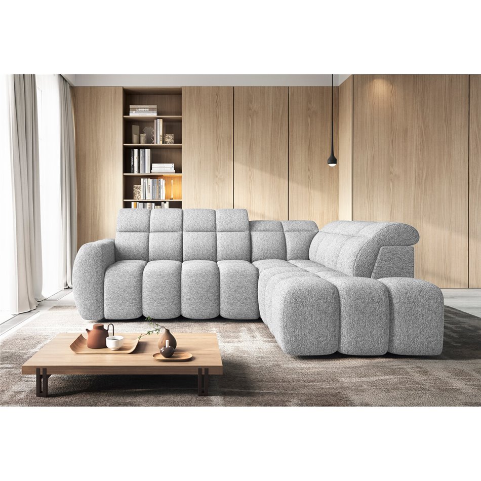 Corner sofa Elfalconn R, electrically extendable, Coralline 01, grey, H107x258x208cm