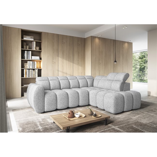 Corner sofa Elfalconn R, electrically extendable, Coralline 01, grey, H107x258x208cm