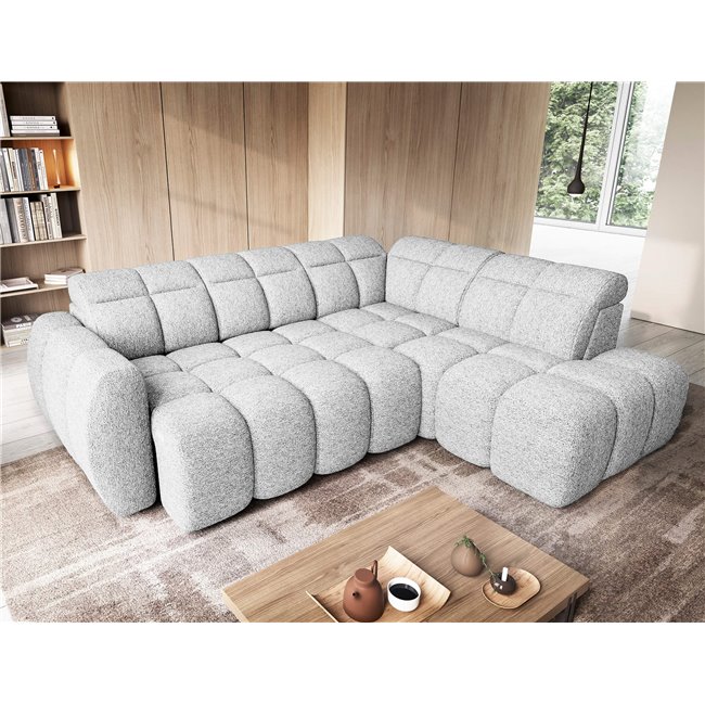 Corner sofa Elfalconn R, electrically extendable, Coralline 01, grey, H107x258x208cm