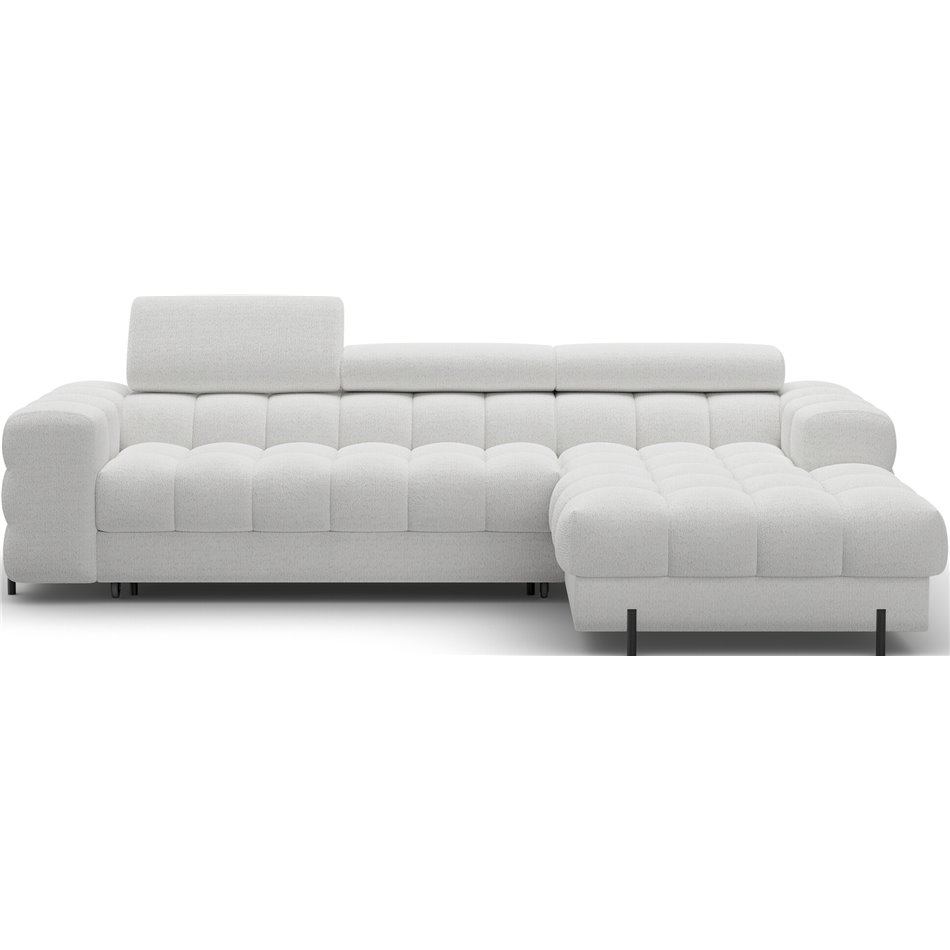 Corner sofa Elferlo R, sleeping function, Royal 03, boucle, grey, H93x285x181cm
