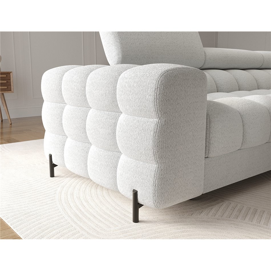 Corner sofa Elferlo R, sleeping function, Royal 03, boucle, grey, H93x285x181cm