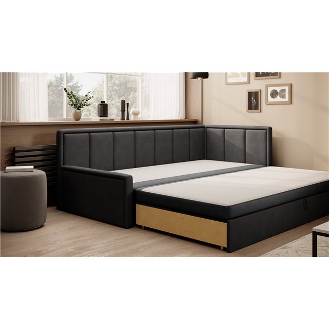 Sofa bed Elfulgeo R, sleeping function, Poco 04, Poco 10, grey, H77x214x82cm