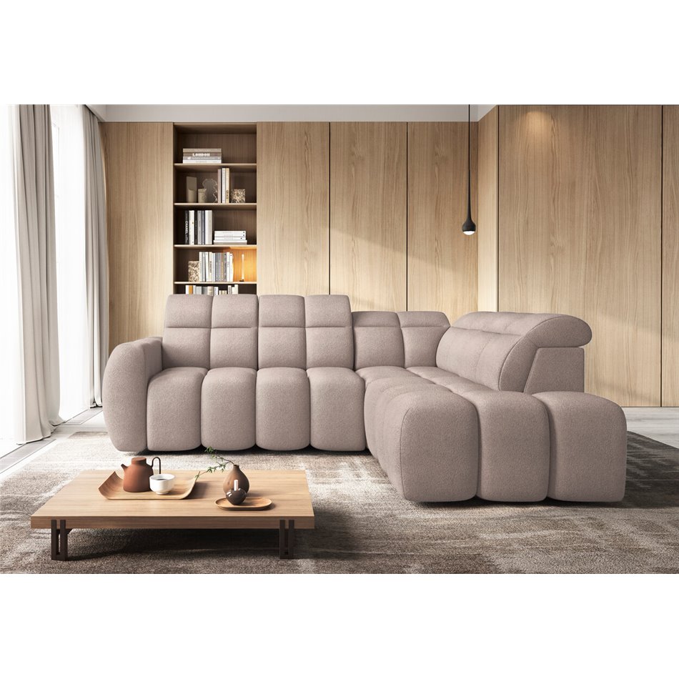 Corner sofa Elfalconn R, electrically extendable, Xillar 20, brown, H107x258x208cm