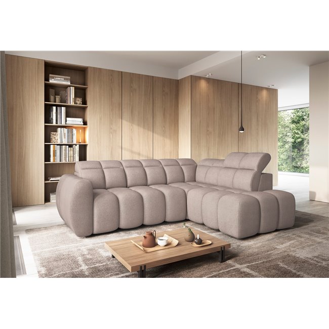Corner sofa Elfalconn R, electrically extendable, Xillar 20, brown, H107x258x208cm