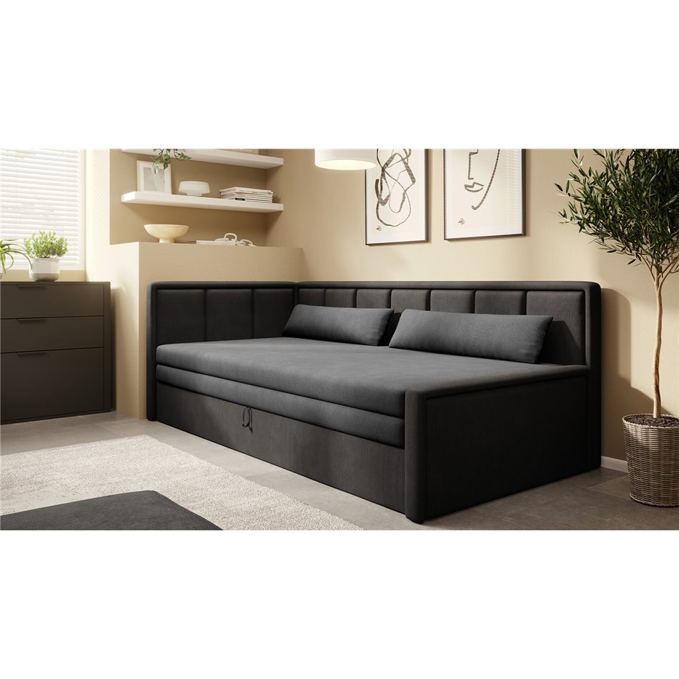 Sofa bed Elfulgeo L, sleeping function, Poco 04, Poco 10, grey, H77x214x82cm