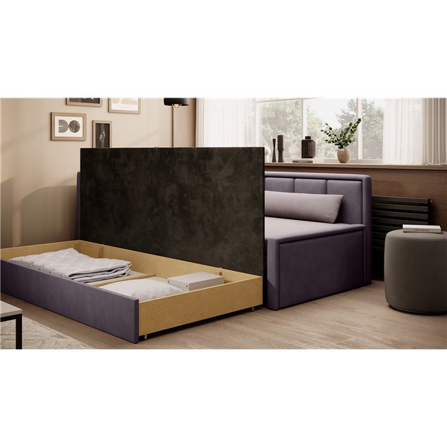 Sofa bed Elfulgeo L, sleeping function, Poco 101, Poco 41, pink, H77x214x82cm