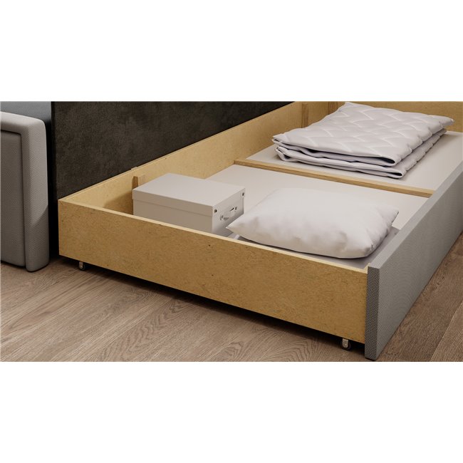 Sofa bed Elfulgeo R, sleeping function, Poco 04, Poco 03, grey, H77x214x82cm