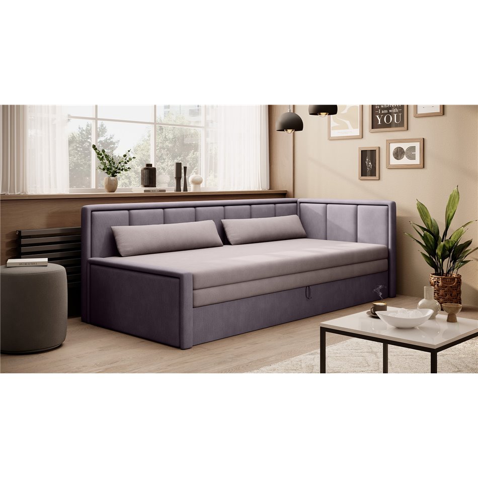 Sofa bed Elfulgeo R, sleeping function, Poco 101, Poco 41, pink, H77x214x82cm